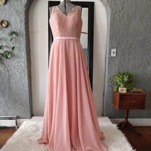 Coral A-line gown